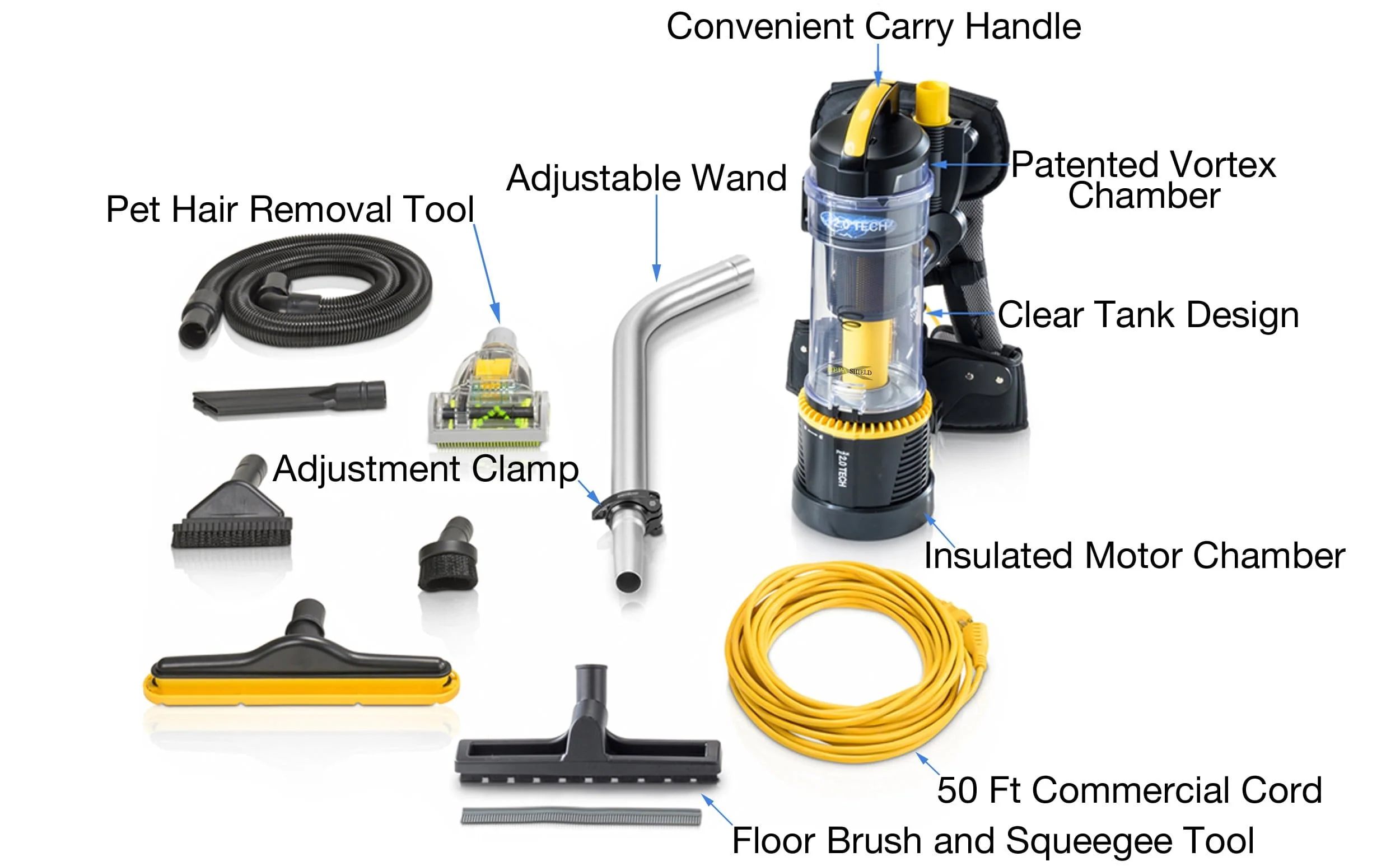 Demo Model Prolux 2.0 Commercial Bagless Upright Backpack Vacuum w/ Deluxe 1 1/2 inch Tool Kit - Image 3