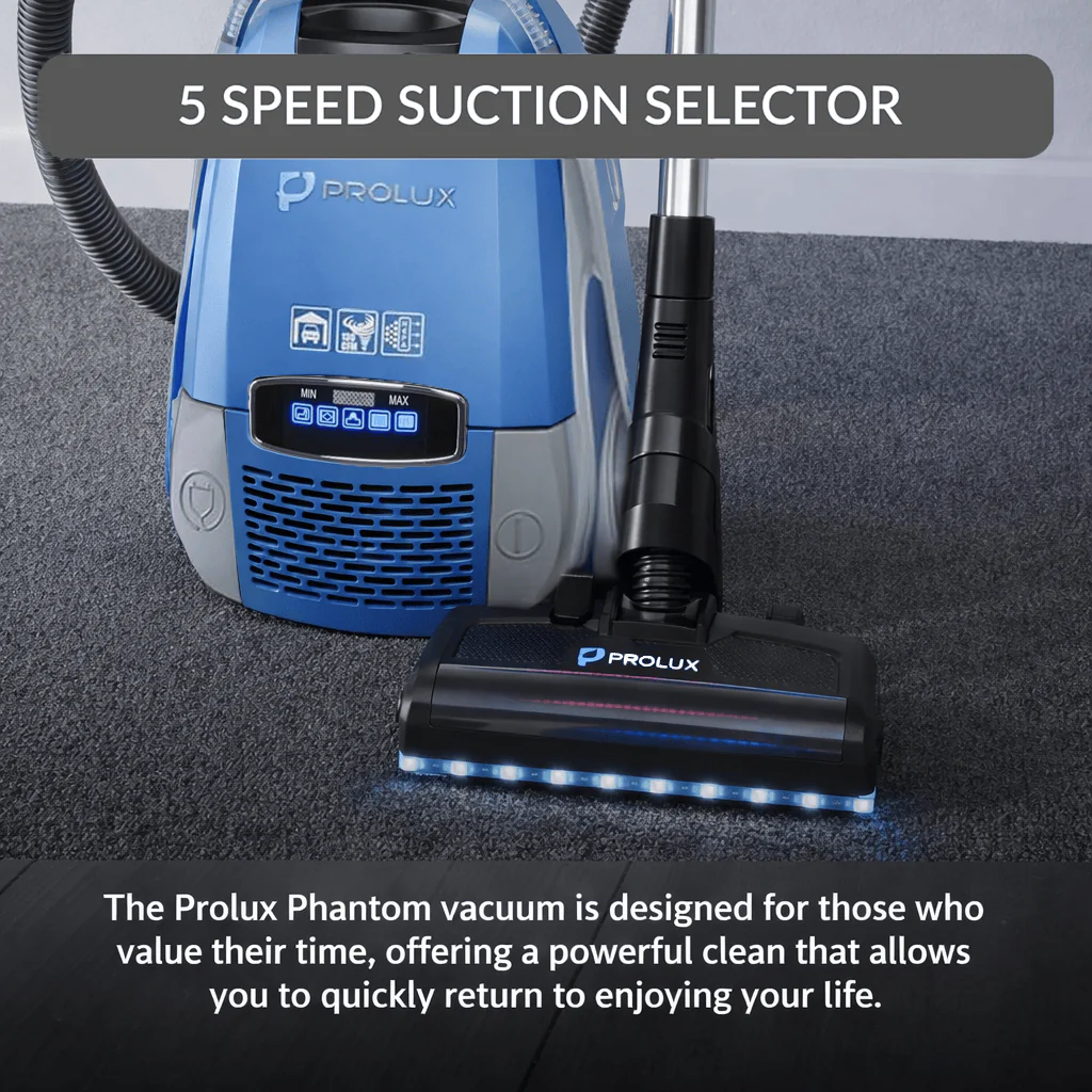 Prolux Phantom Bagged Canister Deluxe Carpet Model with Electric Power Nozzle - Image 4